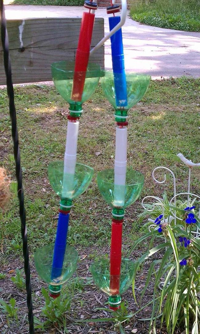Recycled Bottles Flowing Downward