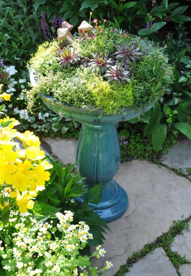 Blue Birdbath Garden Planter