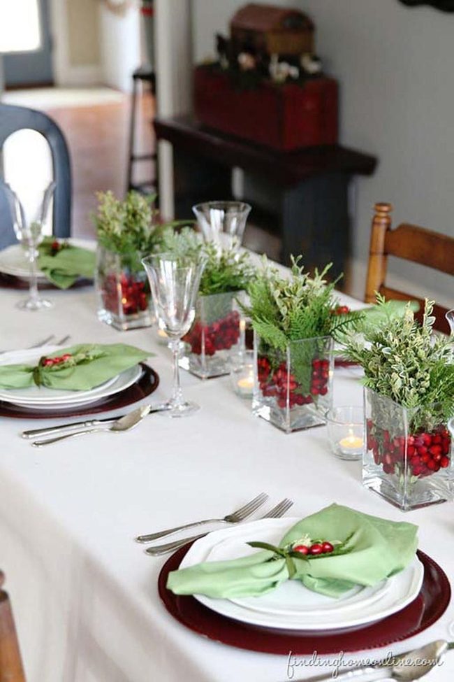 Holly Berries And Fresh Fir Centerpiece