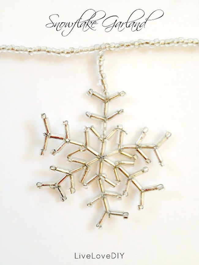Silver Beaded Snowflake Strands