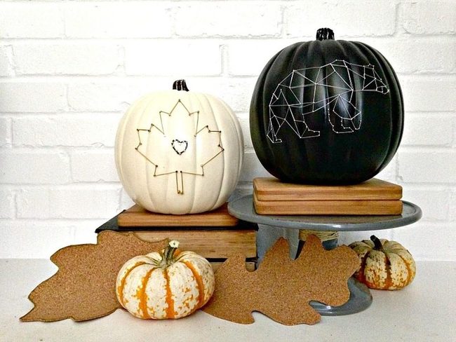 String Art Pumpkins Black White