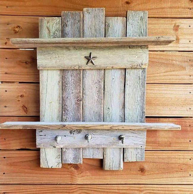 Weathered Wood Wall Shelf Storage