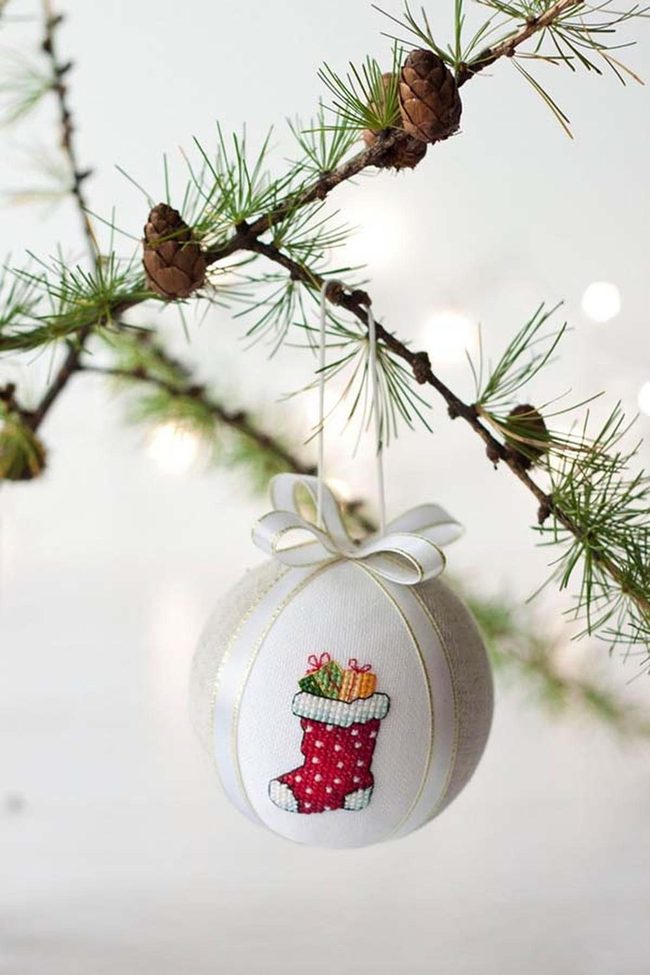 Linen Cross-Stitch Heirloom Ornaments