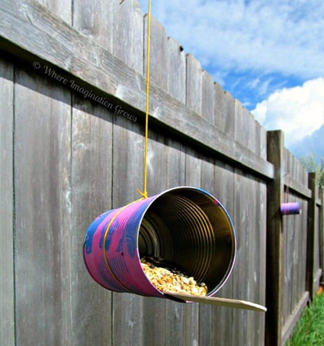 Tin Can Bird Feeder Garden