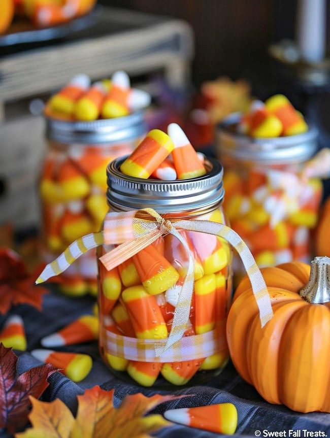 Candy Corn Autumn Jars