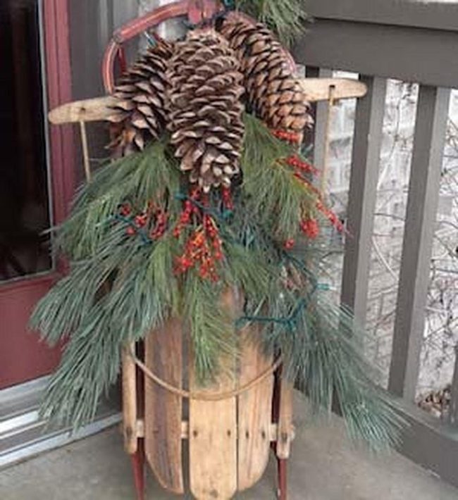 Vintage Wood Sled Winter Display