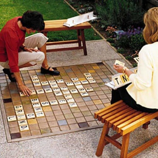 Concrete Scrabble Game Patio