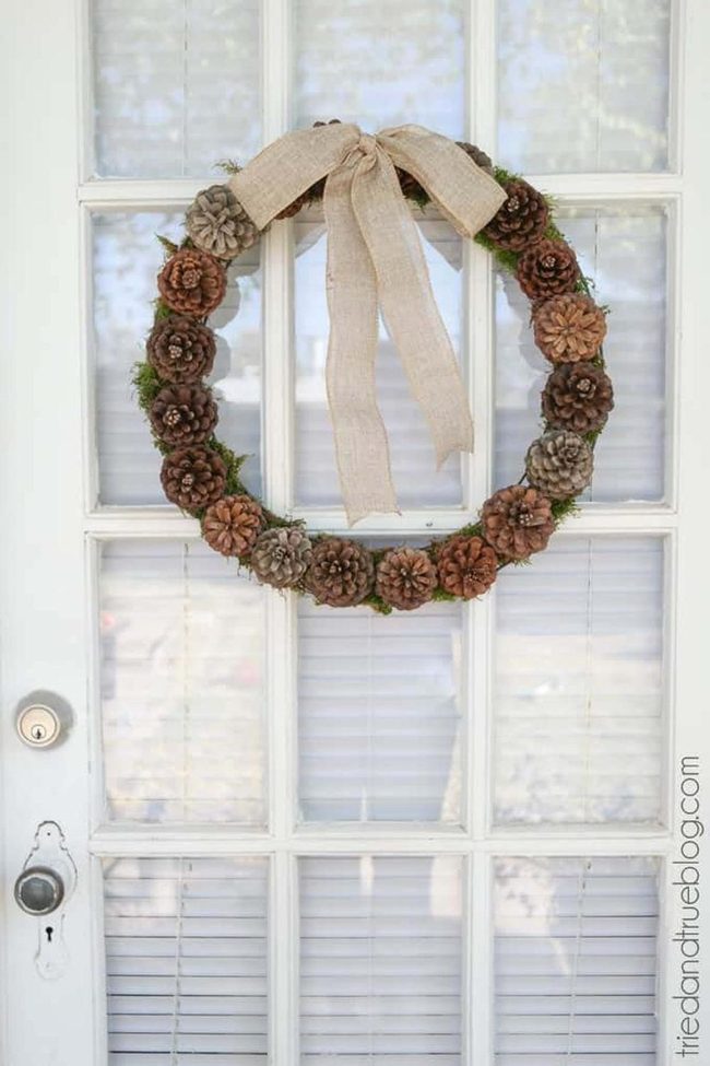 Painted Pine Cone Wreath