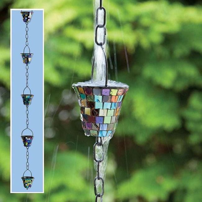 Cascading Glass Bucket Rain Chain