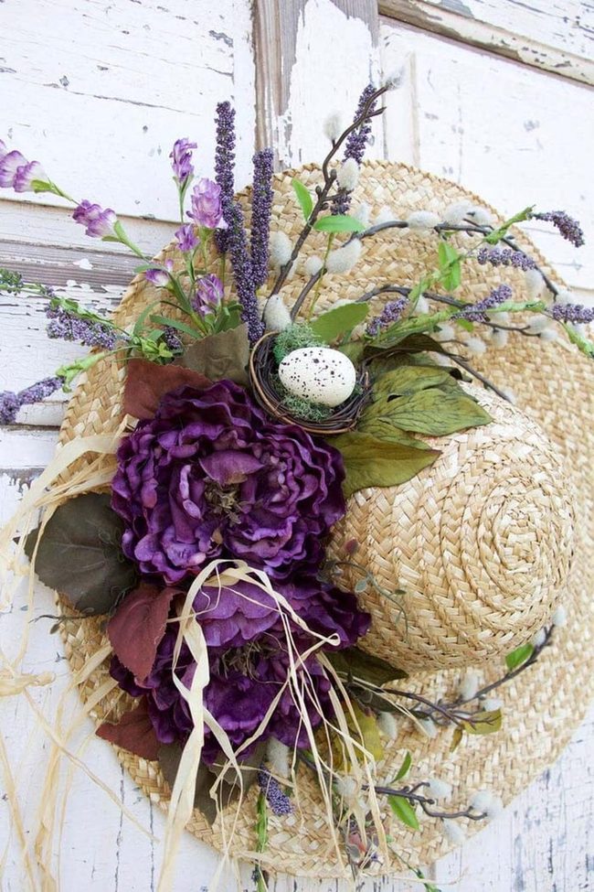 Lilac Blooms On Woven Straw