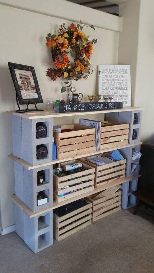 Concrete Blocks Wooden Crates Storage