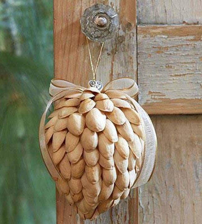 Pistachio Shell Pine Cone Ornaments