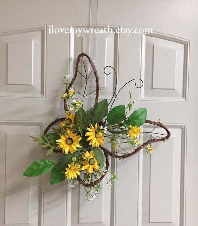Yellow Blooms And Butterfly Wreath