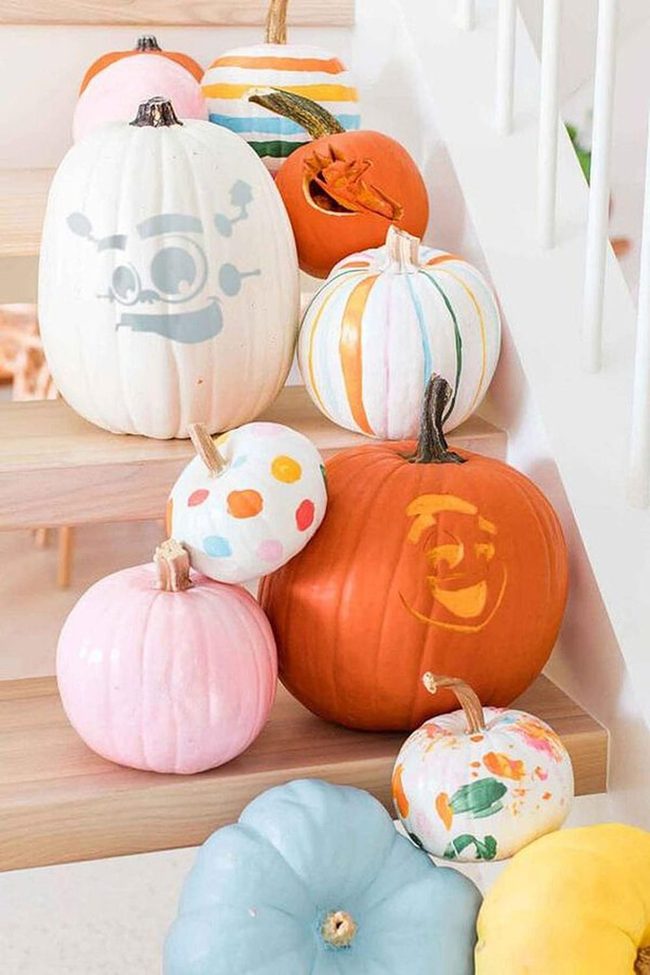 Stenciled Pumpkins, No Mess