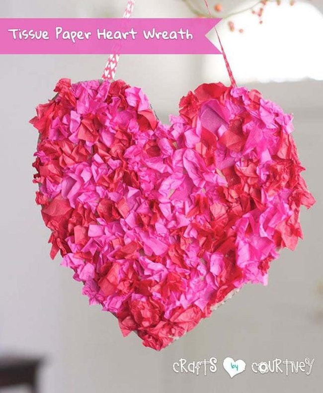 Crinkled Paper Valentine Wreath