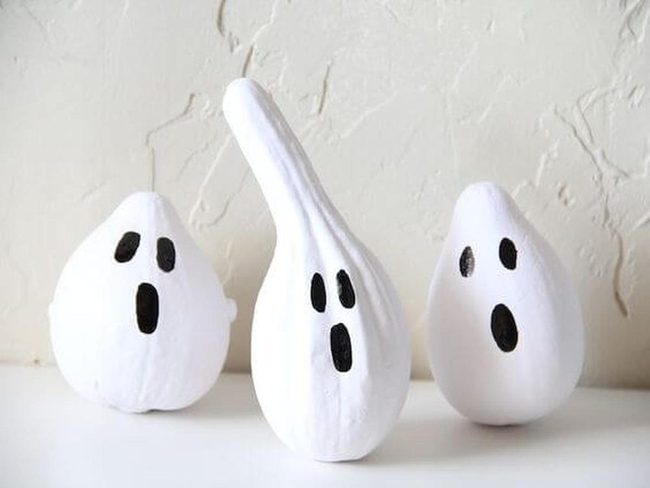 White Painted Pumpkins Black Faces