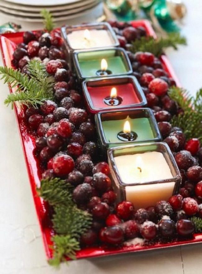 Cranberry Red Tea Light Centerpiece