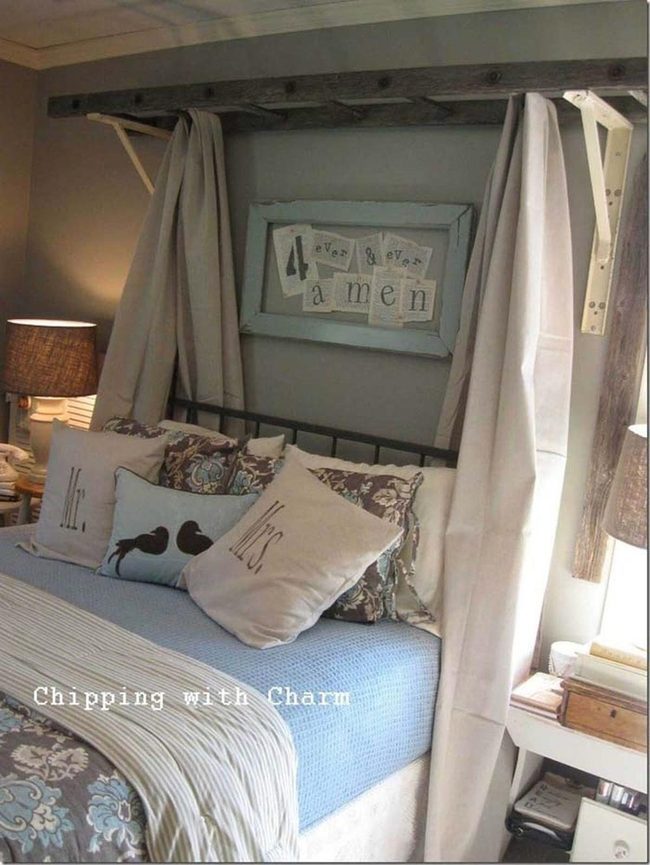Vintage Ladder Canopy Headboard