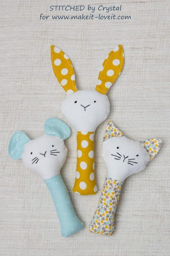 Yellow Polka-Dotted Bunny Rattles