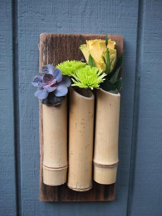 Bamboo Tubes Bursting Colorful Blooms