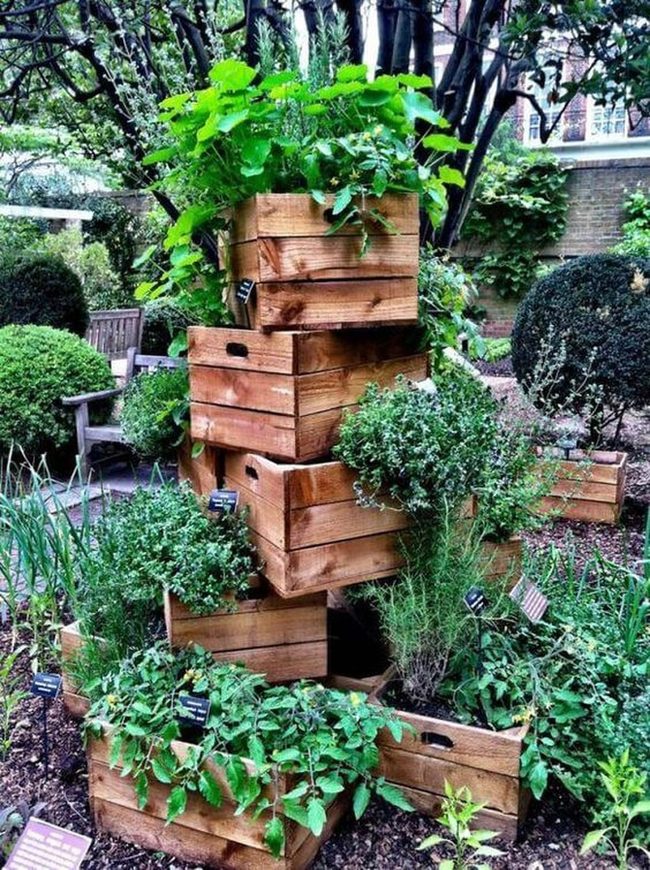 Wooden Crates Fresh Herb Tower