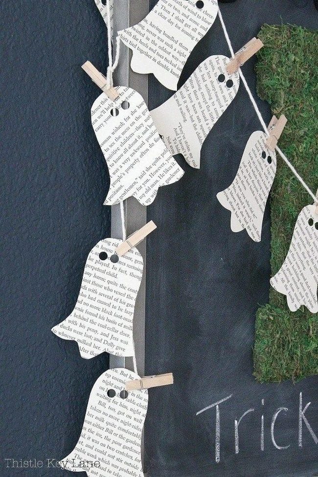 White Paper Ghosts On Chalkboard