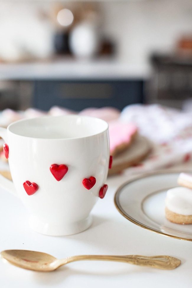 Red Hearts White Mug Coffee