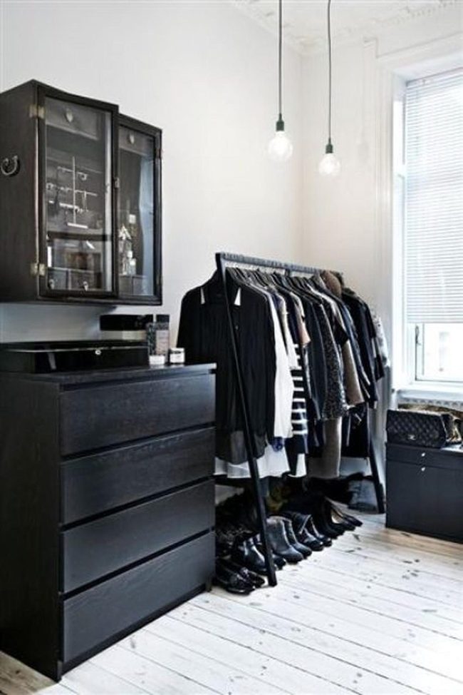 Black Minimalist Wardrobe Room