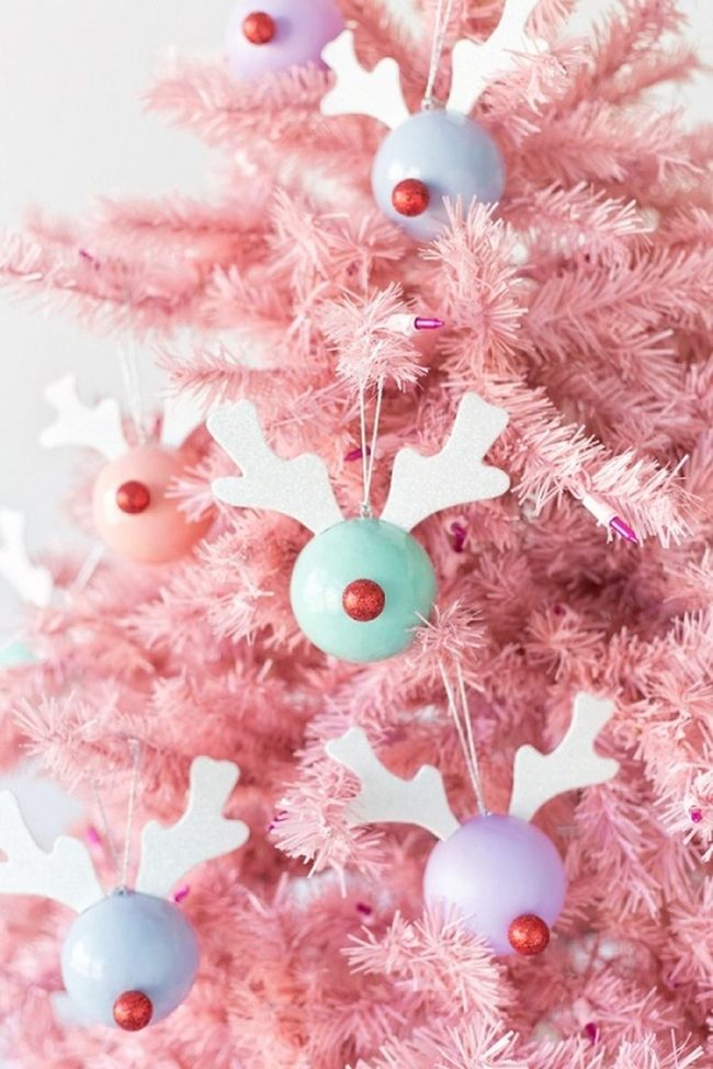Red Pom-Pom Reindeer Ornaments