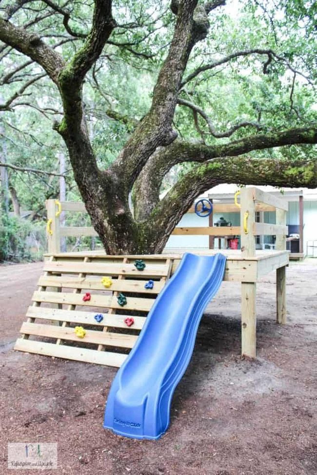 Wooden Treehouse Multi-Level Playground