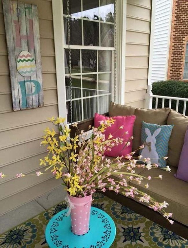 Bunny Pillows Brighten Easter Porches
