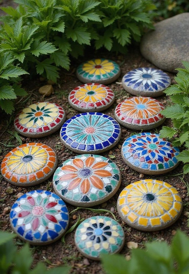 Colorful Mosaic Concrete Patio Stones