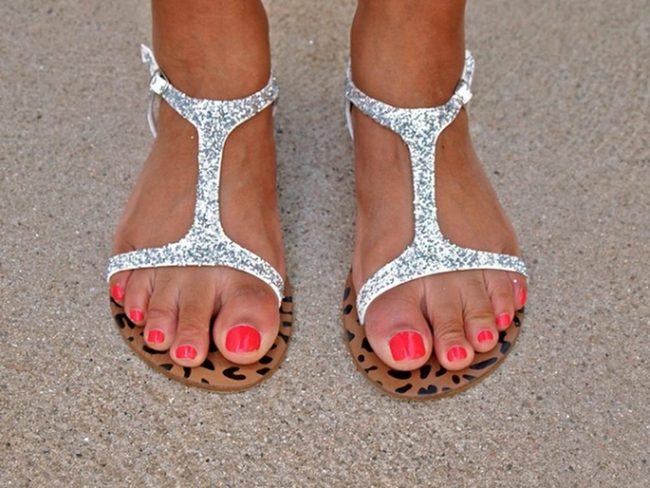 Silver Strap Leopard Print Sandals