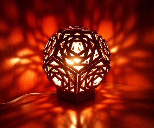 Dark Wood Geometric Shadow Caster