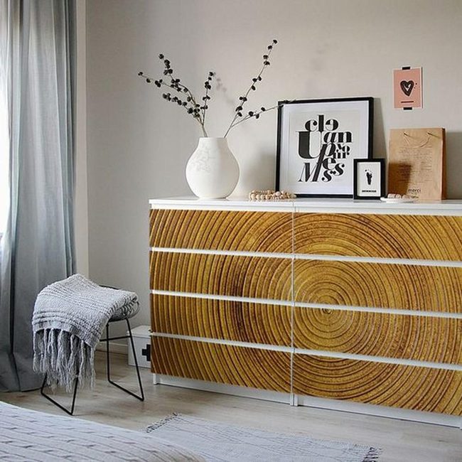 Wooden Dresser With Tree Rings