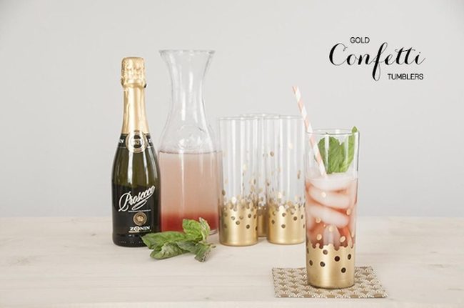Gold Polka Cocktails With Pink Fizz