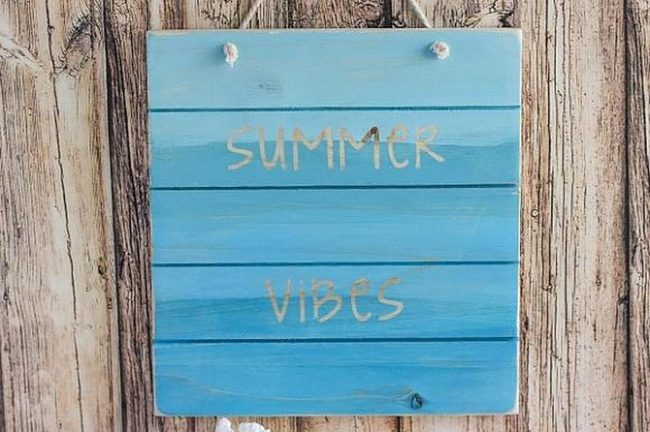 Yellow Letters Beach Wood