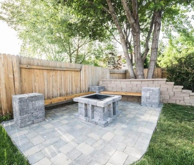 Sunlit Pavers Stone Fireplace