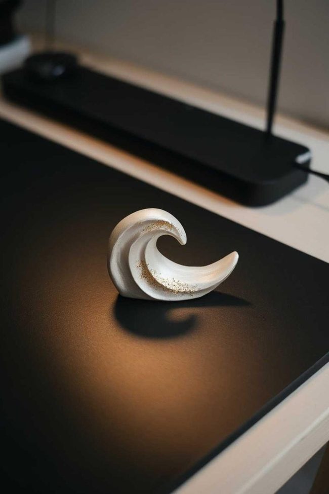 Gold-Flecked Clay Wave Sculpture