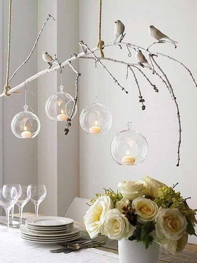 Candlelit Orbs Suspended Branches