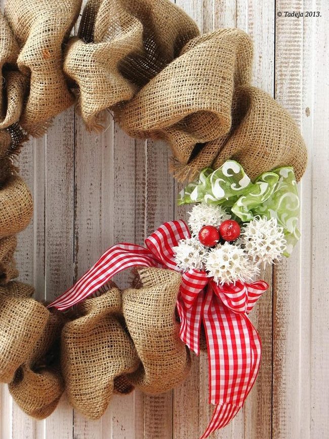 Red Berries Burlap Wreath