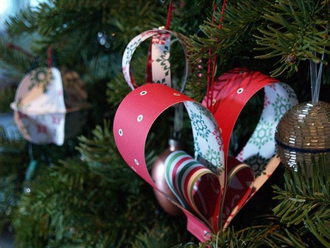 Handmade Paper Hearts On Pine