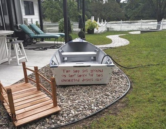 Weathered Boat Garden Landscape