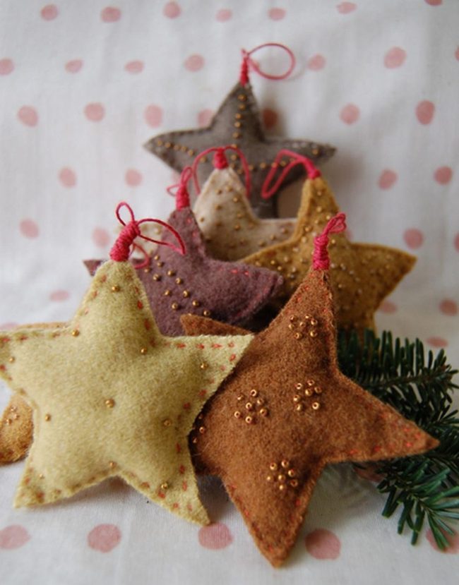 Beaded Stars In Warm Earth Tones