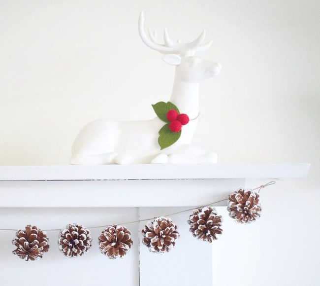 White Deer With Berry Garlands