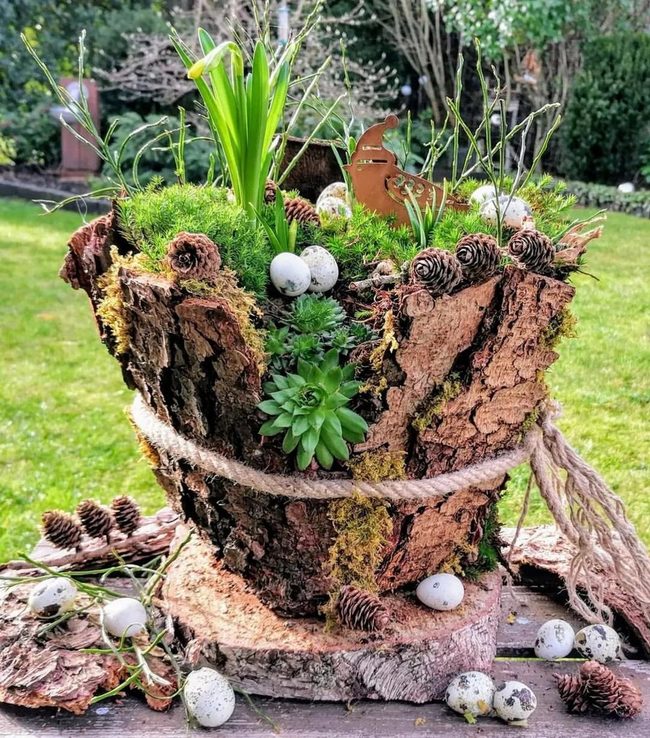 Weathered Wood Planters Spring Greens