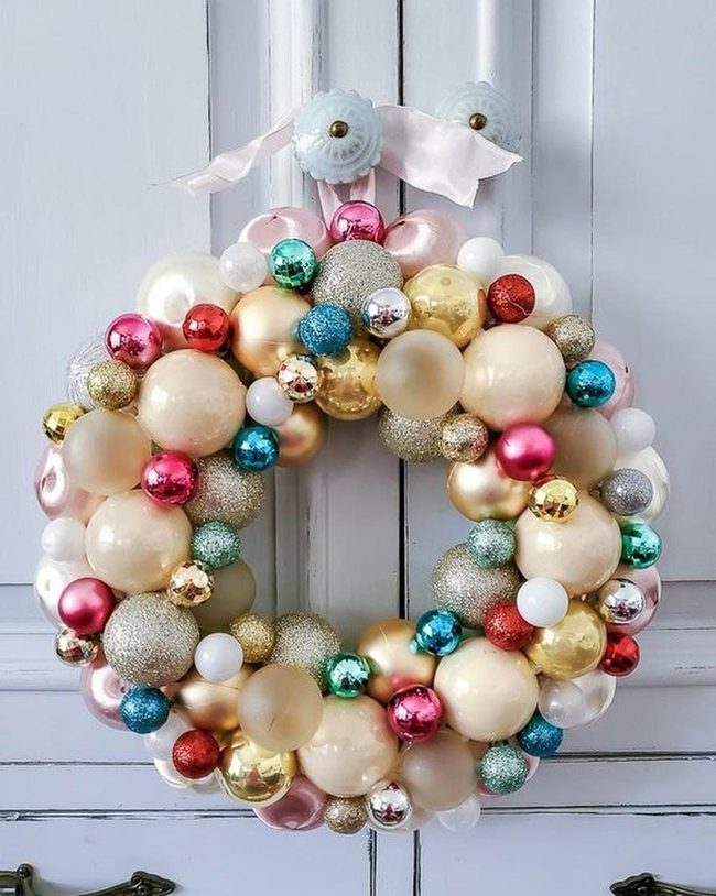 Glittery Ornaments Pink Gold Blue
