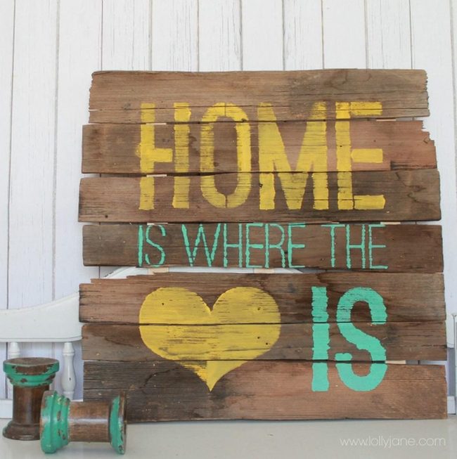 Yellow Hearts On Weathered Wood