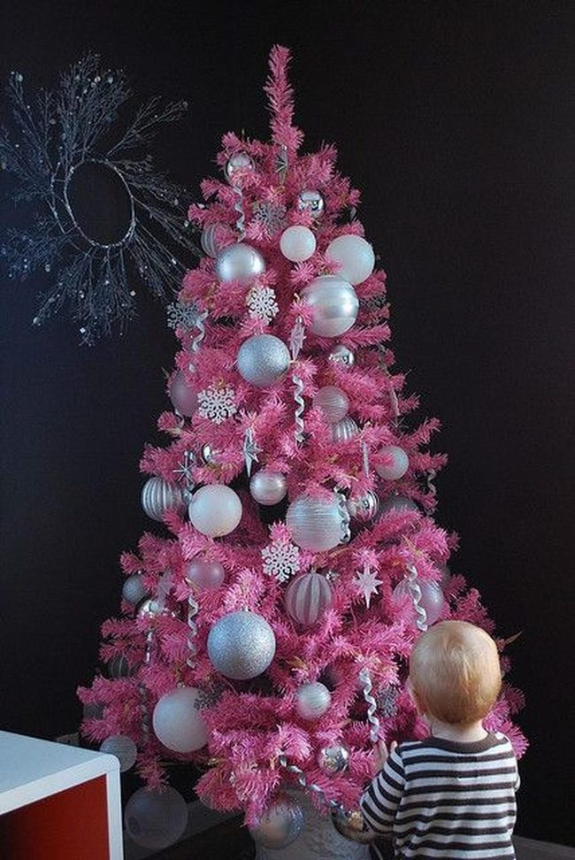 Pink Trees Silver Sparkle Statement