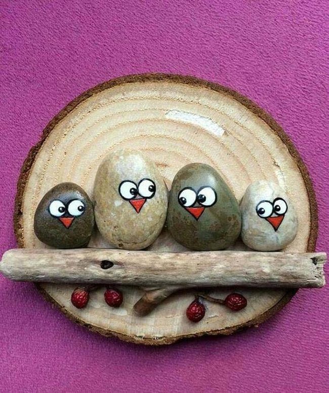 Painted Stone Owl Family